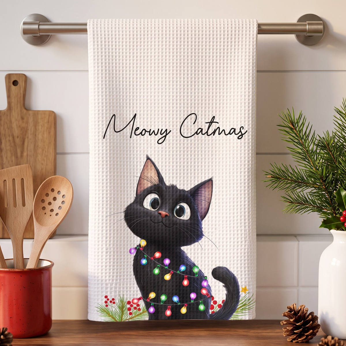 Christmas Gift For Dog Cat Pet Lover, Housewarming Gift Hostess Gift Kitchen Decor - Personalized Kitchen Towel