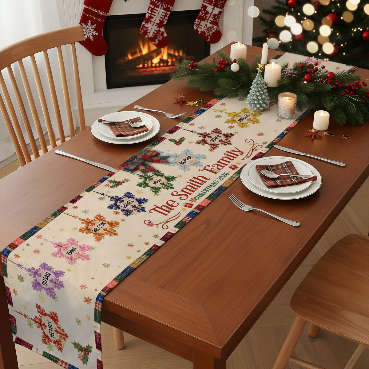 christmas-together-custom-family-name-snowflake-patchwork-effect-mantel-scarf-fireplace-scarf-personalized-table-runner-2