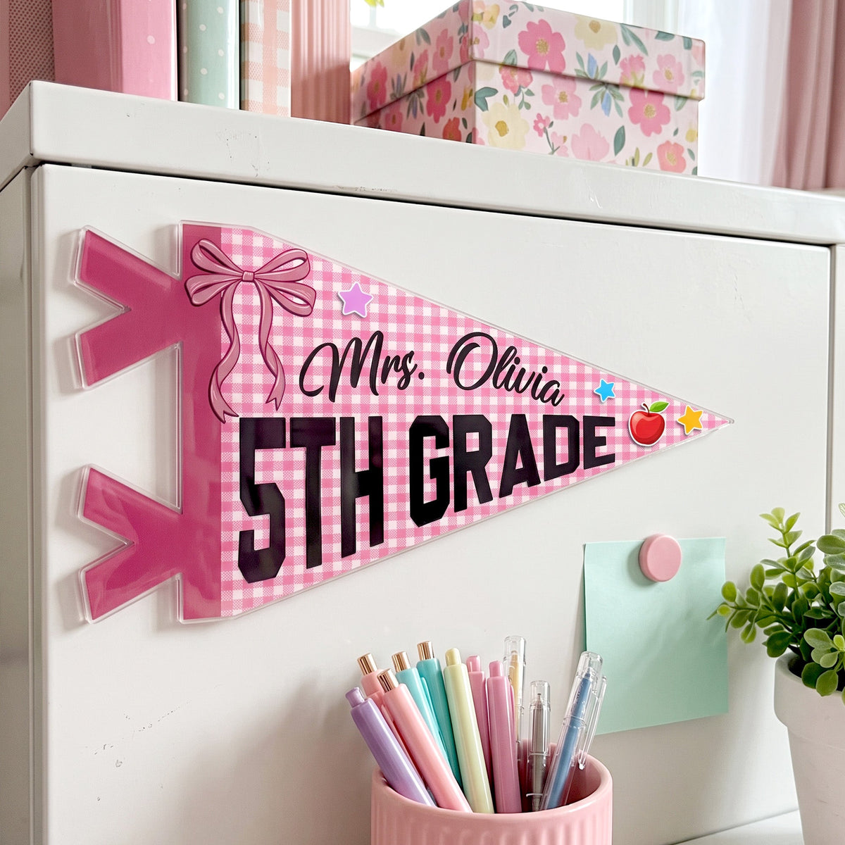 Colors Custom Grade & Name Teacher - Personalized Magnet