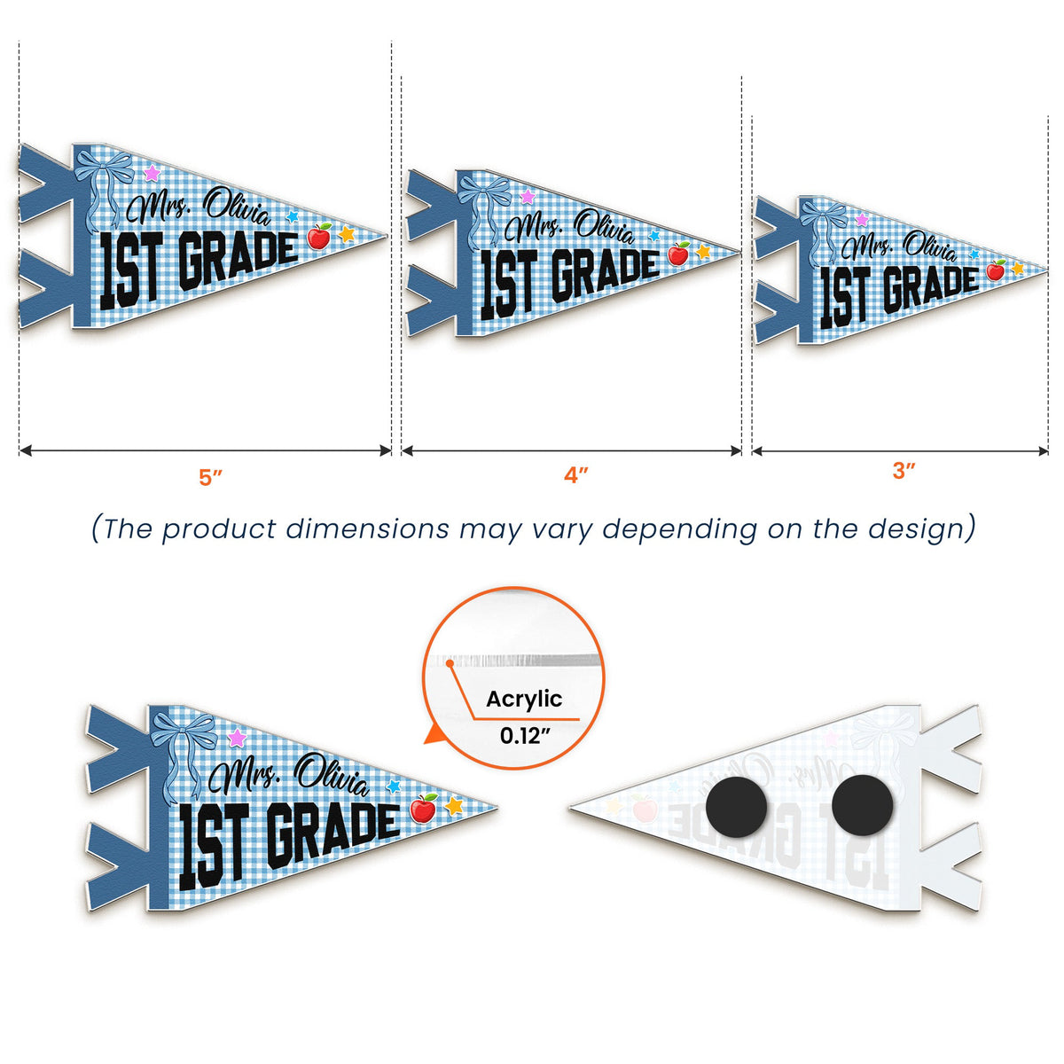 Colors Custom Grade & Name Teacher - Personalized Magnet