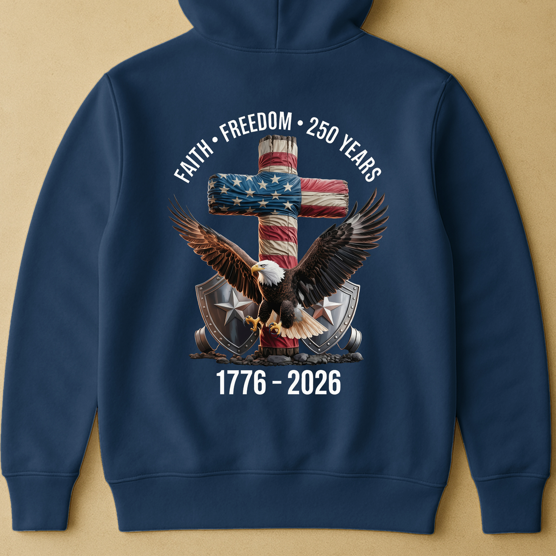 Faith Freedom 250 Years Eagle & Cross - Back Printed Shirt