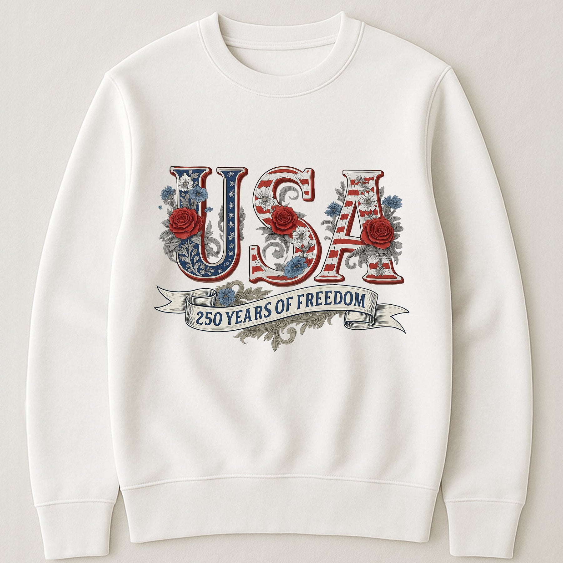USA Floral 250 Years Of Freedom Vintage - Shirt