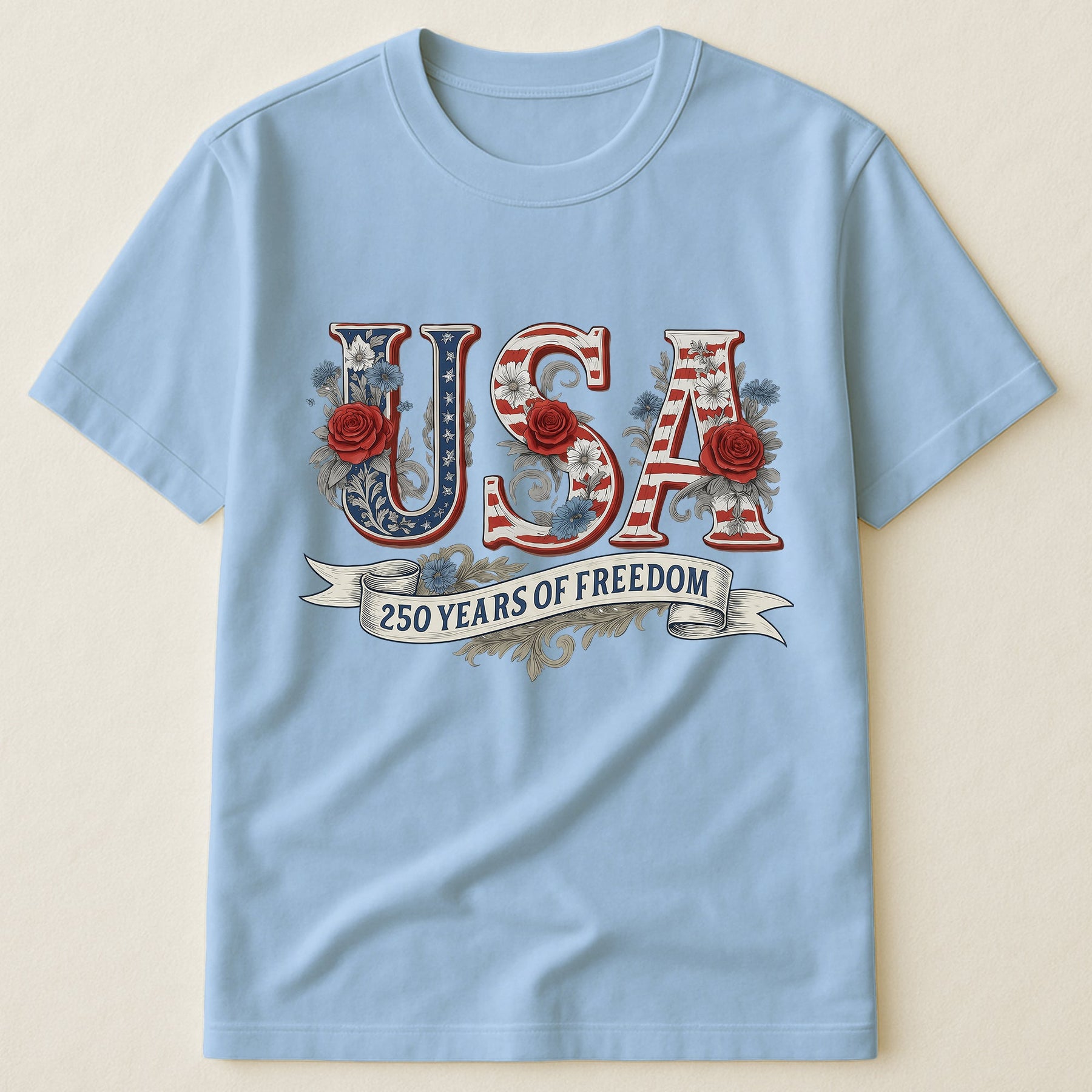 USA Floral 250 Years Of Freedom Vintage - Shirt