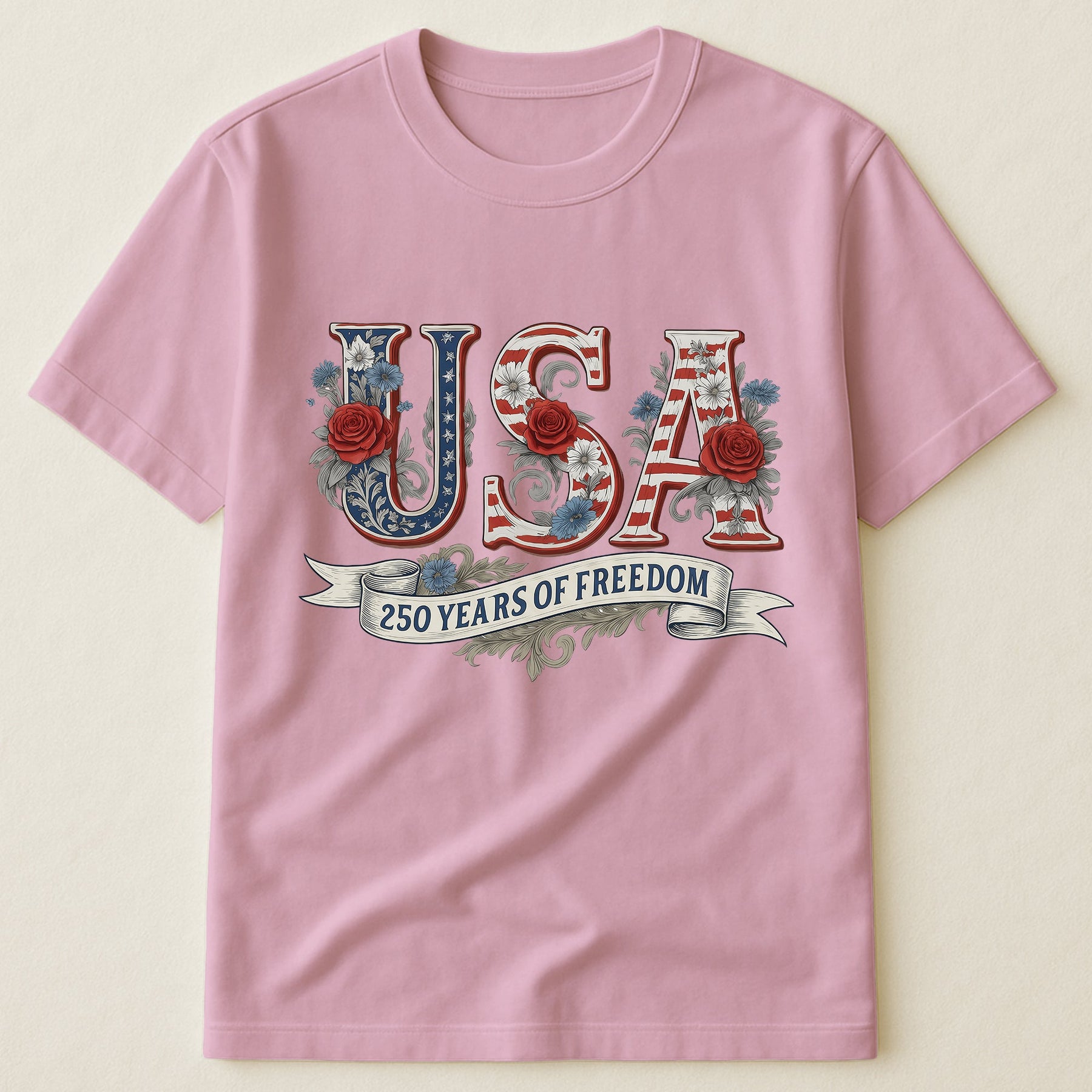 USA Floral 250 Years Of Freedom Vintage - Shirt