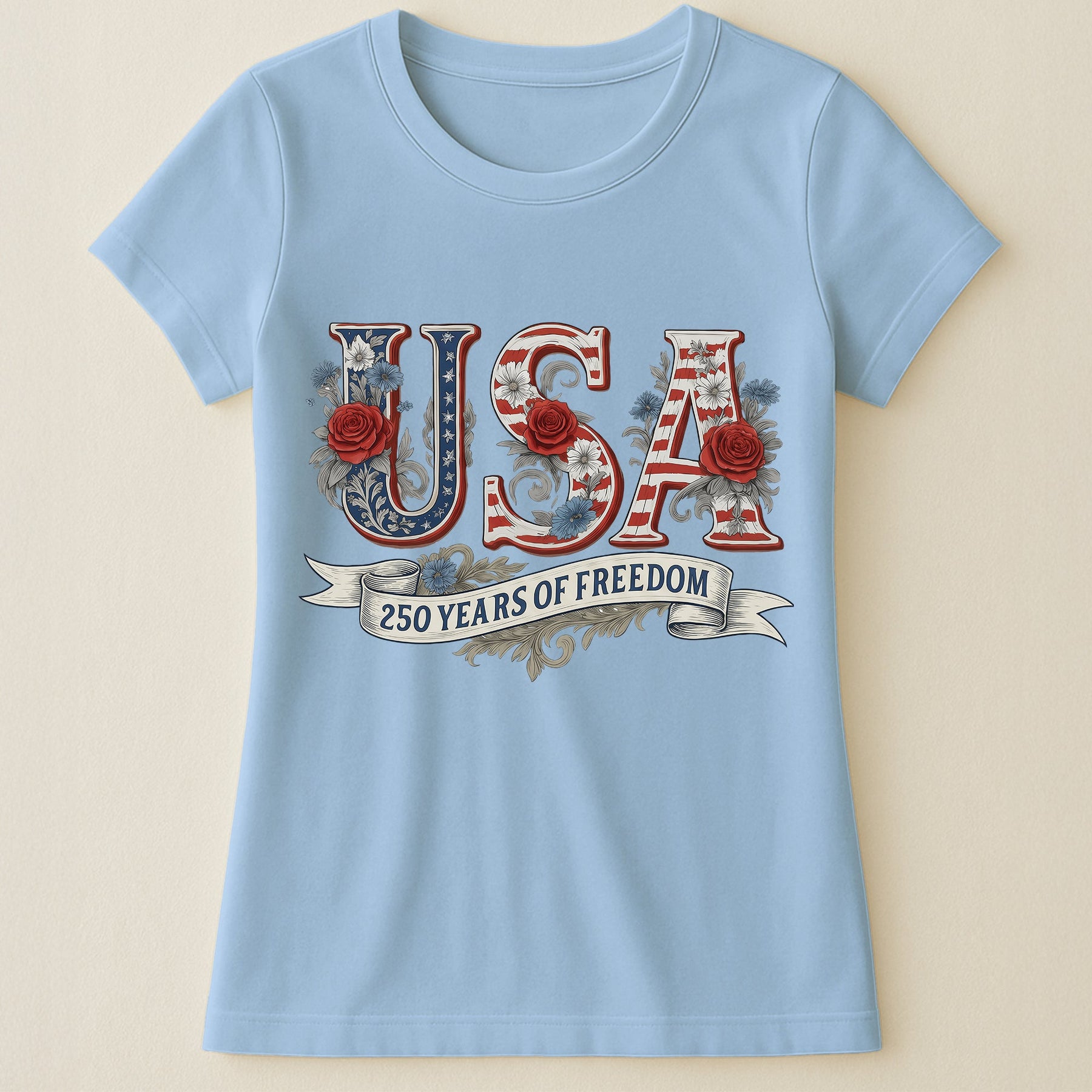 USA Floral 250 Years Of Freedom Vintage - Shirt