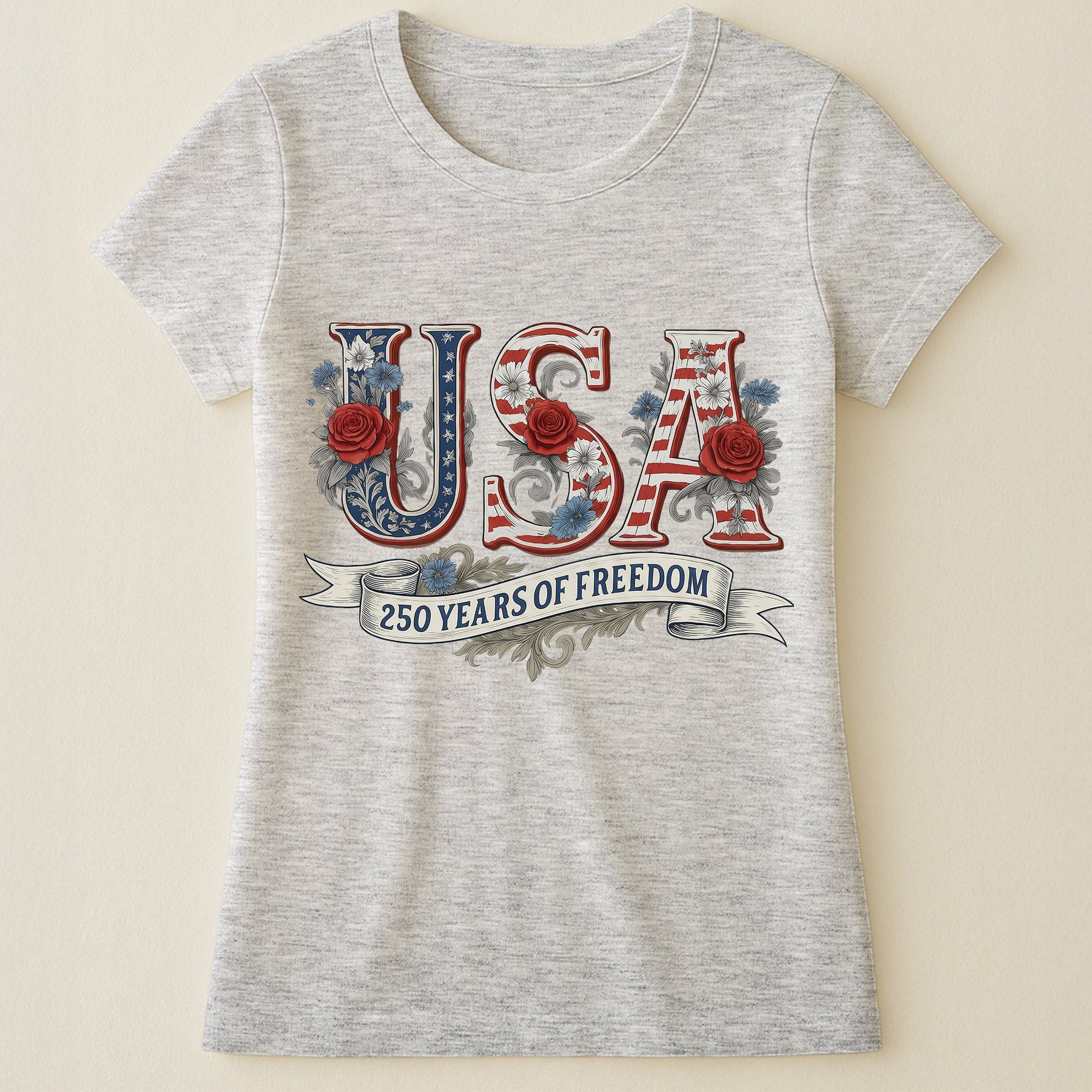 USA Floral 250 Years Of Freedom Vintage - Shirt