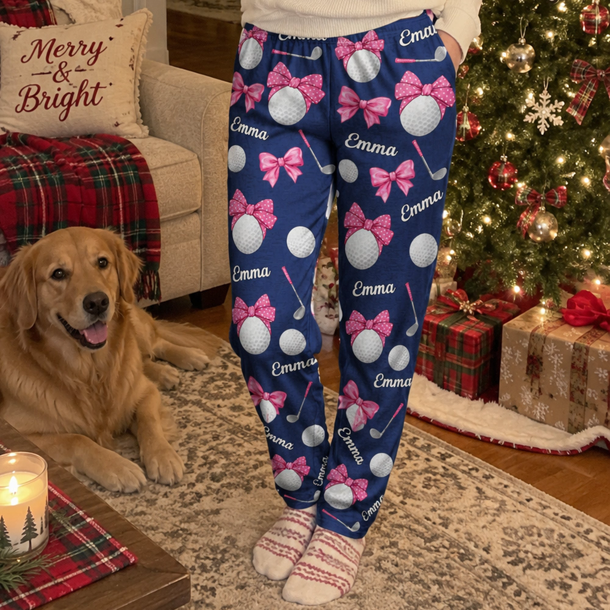 Coquette Bow Golf Custom Name Gift For Golfer, Golf Lovers - Personalized Lounge Pants