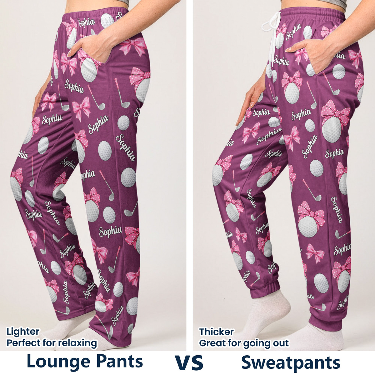 Coquette Bow Golf Custom Name Gift For Golfer, Golf Lovers - Personalized Lounge Pants