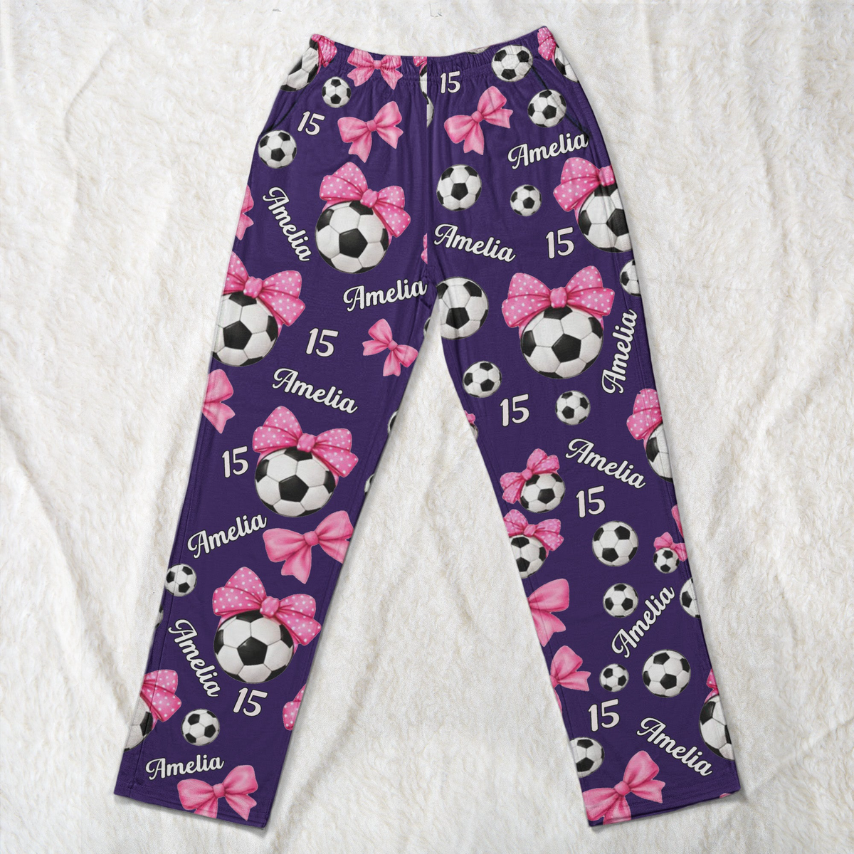 Coquette Bow Soccer Custom Name, Number Gift For Soccer Player, Soccer Team - Personalized Lounge Pants