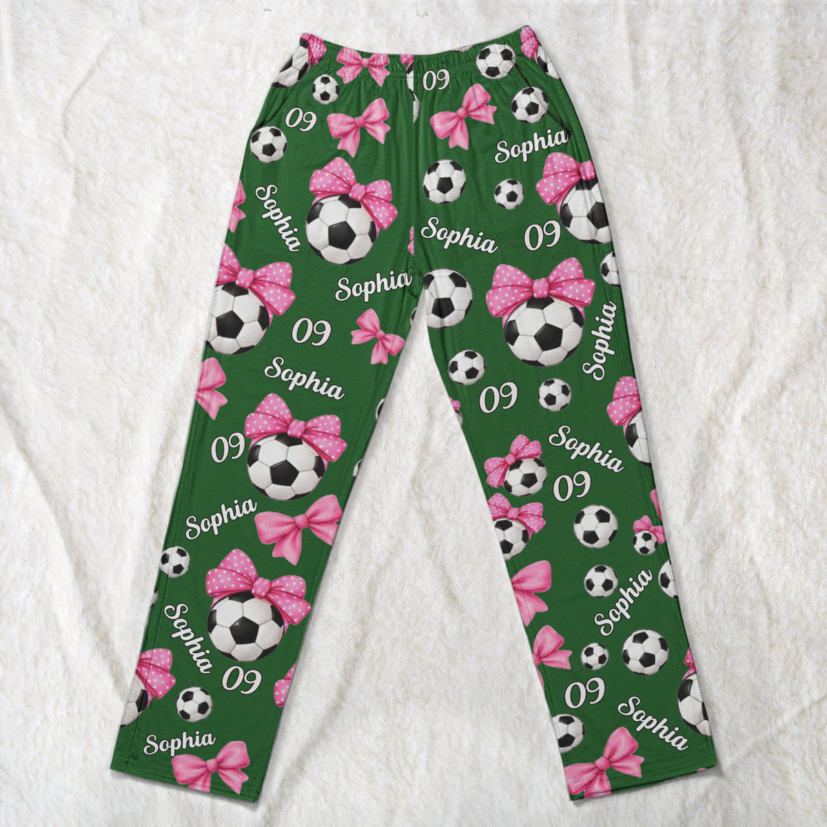 Coquette Bow Soccer Custom Name, Number Gift For Soccer Player, Soccer Team - Personalized Lounge Pants