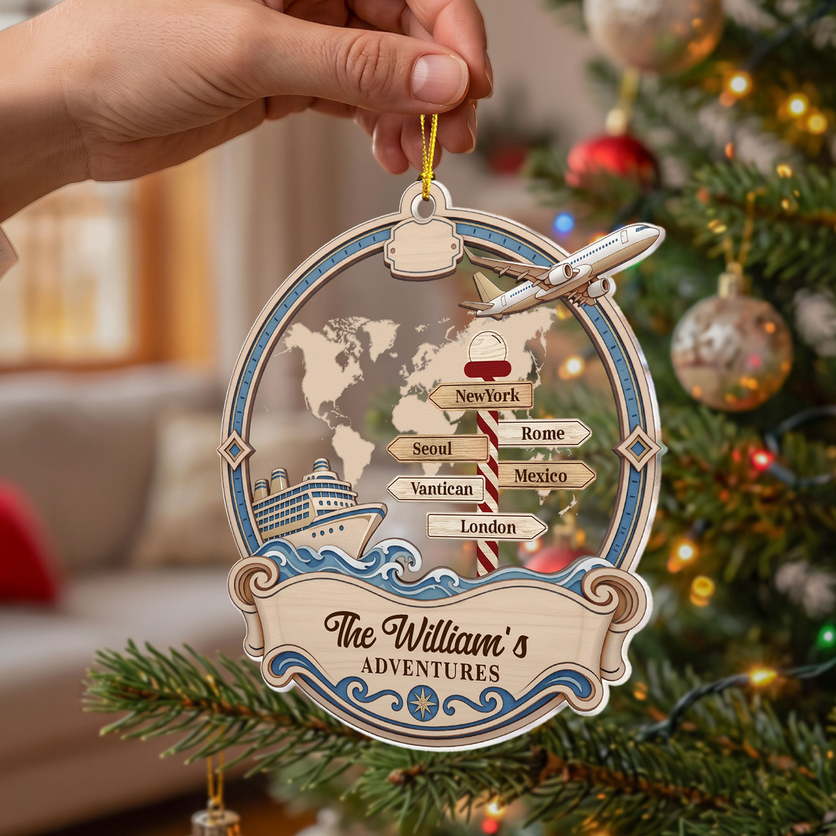 Cruise And Plane Adventures - Personalized Ornament