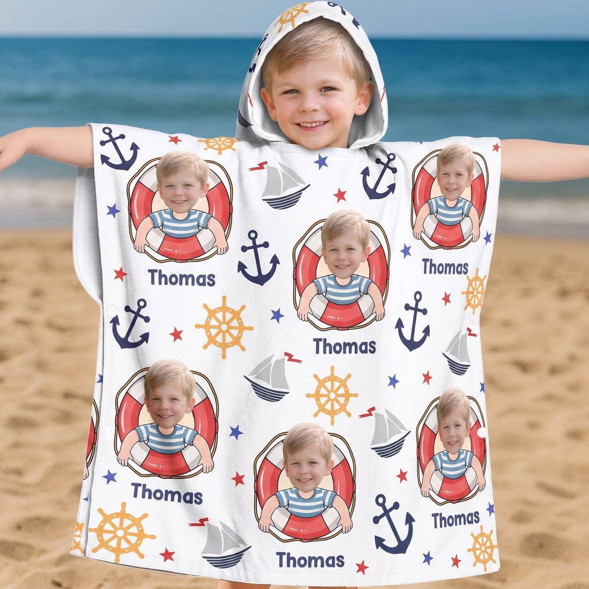 Cruise Kids Custom Name And Photo - Personalized Beach Towel