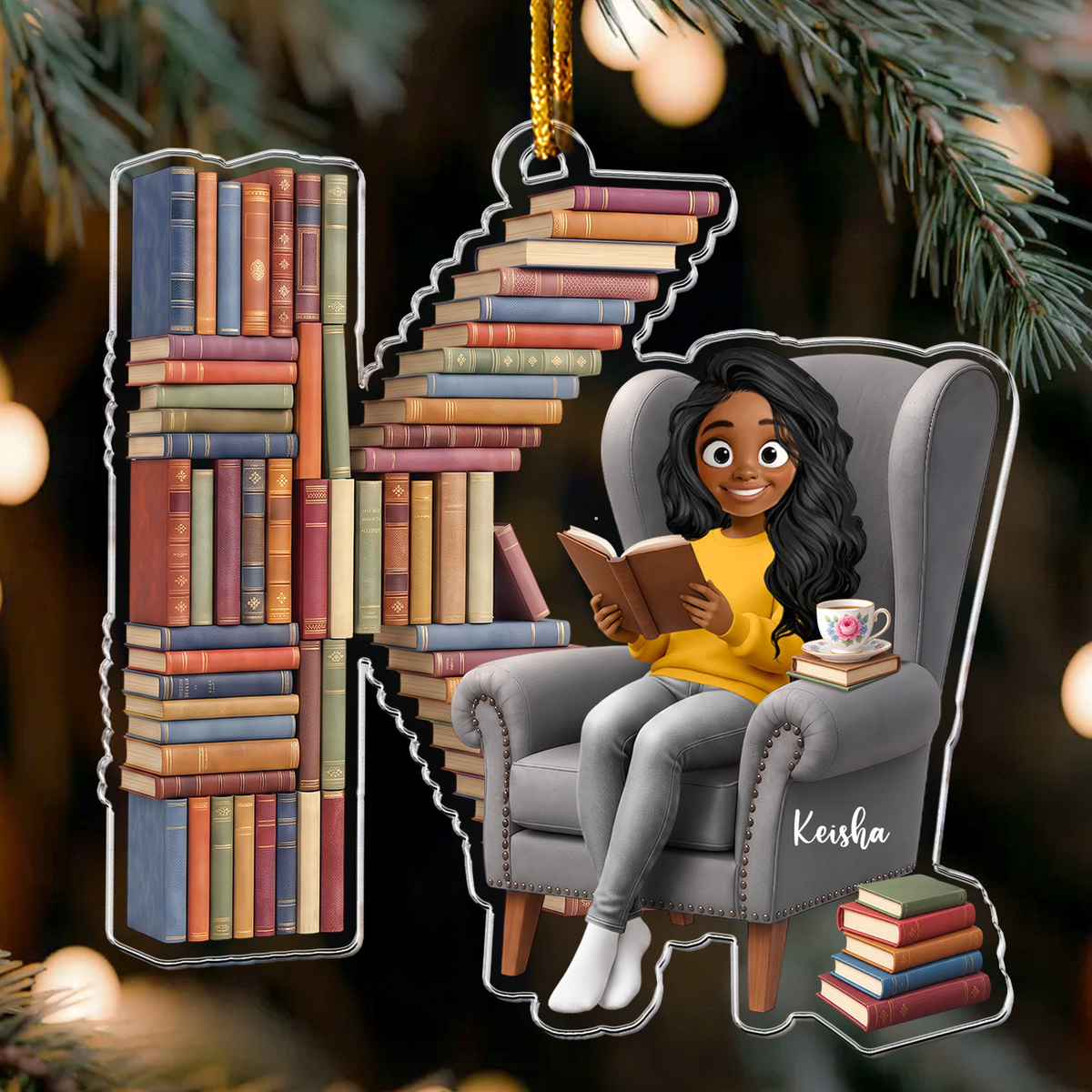 Custom Alphabet Book Christmas Gift For Book Girlie, Book Lover - Personalized Ornament