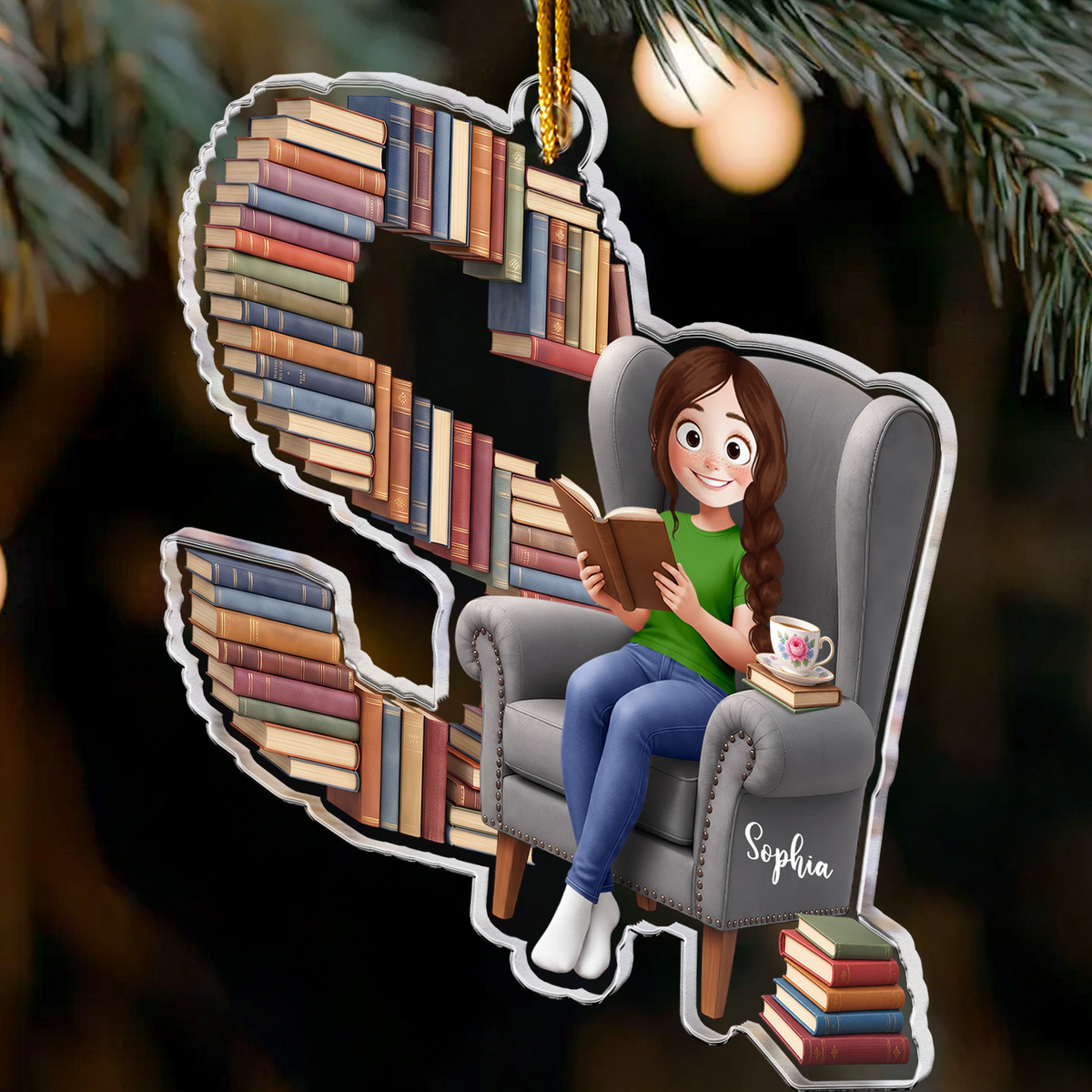 Custom Alphabet Book Christmas Gift For Book Girlie, Book Lover - Personalized Ornament