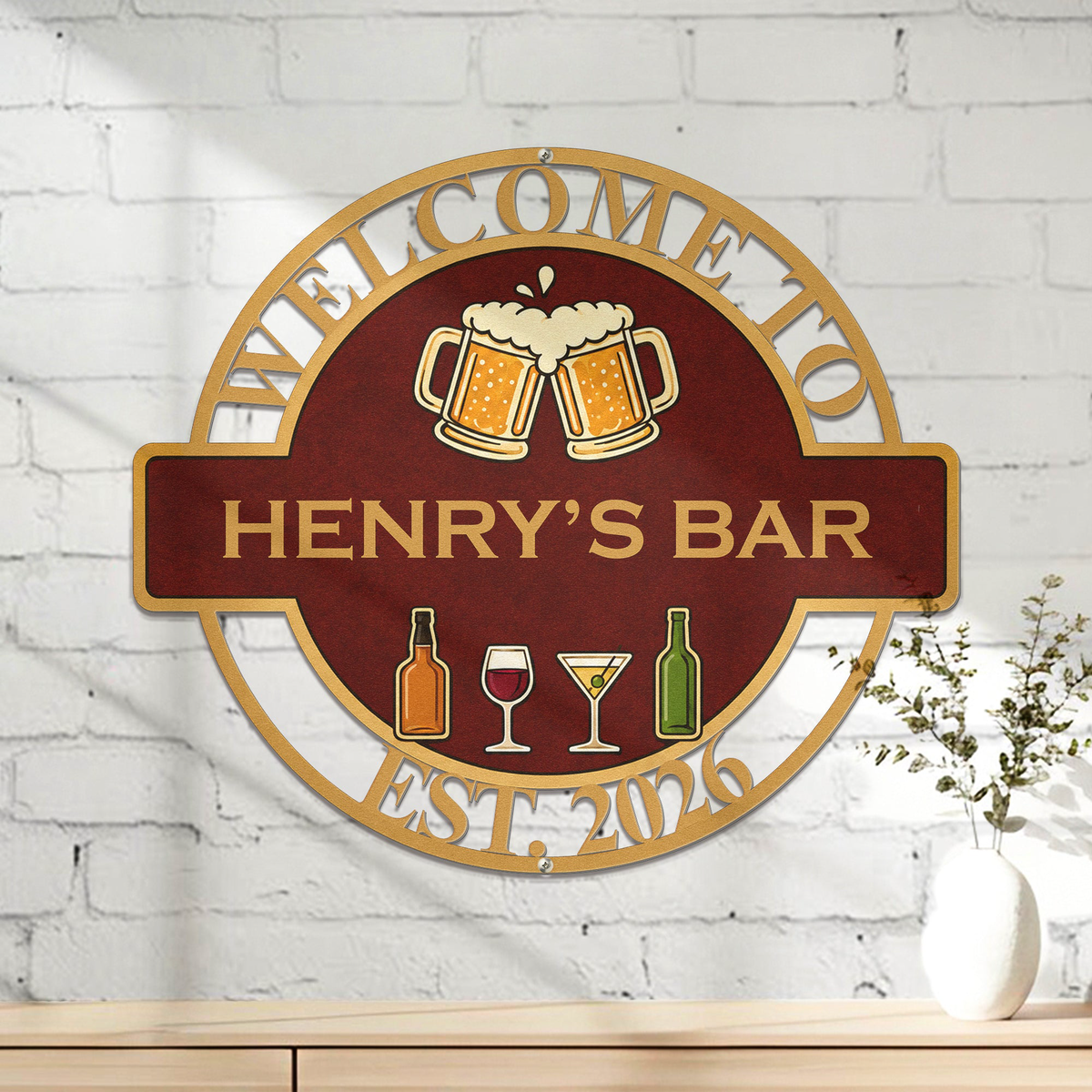 Custom Bar Sign, Home Bar Decor, Man Cave - Personalized Metal Sign