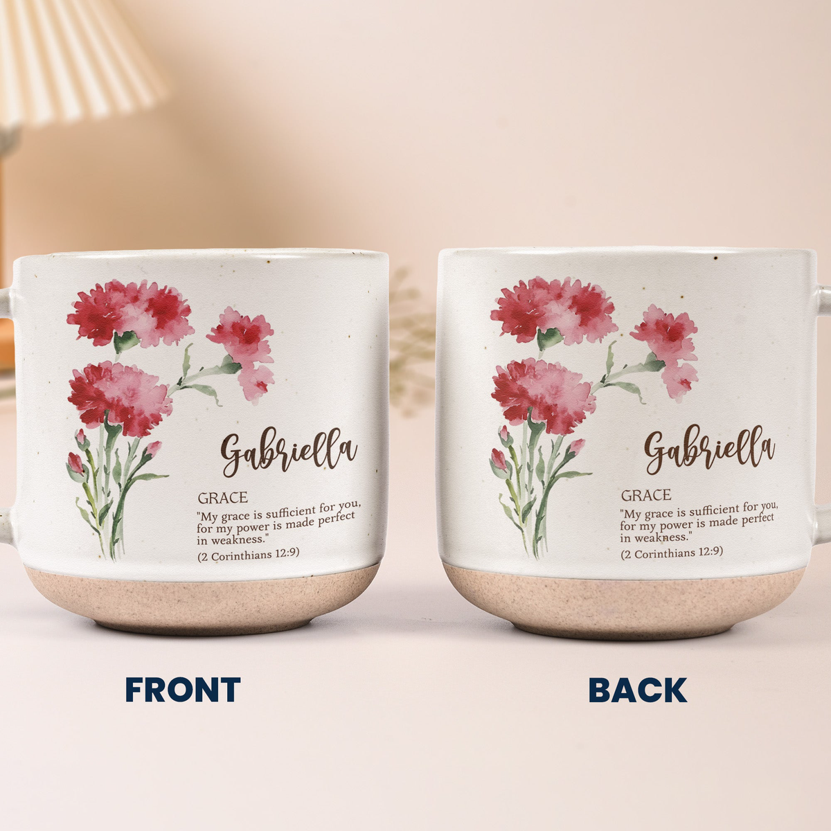 Custom Birth Flower Initial With Bible Verse - Personalized Mug
