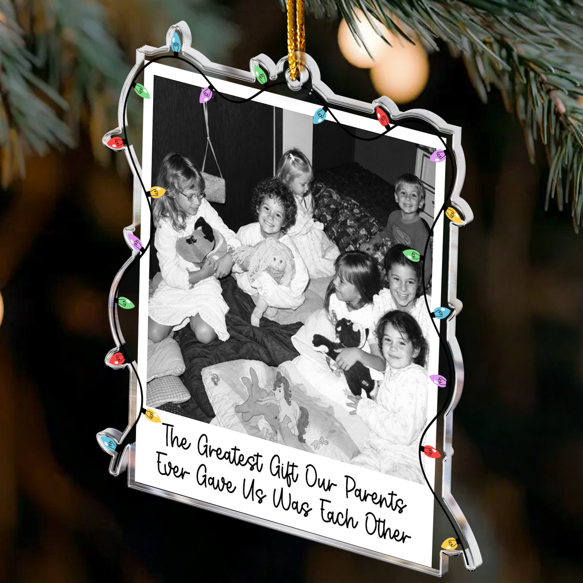 Custom Childhood Photo Of Brothers & Sisters, Sibling Christmas Gifts - Personalized Ornament