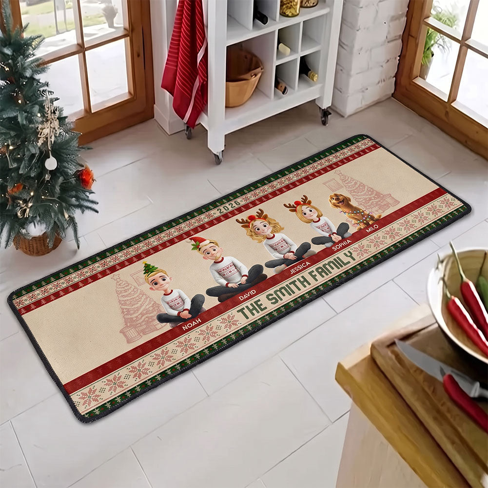 Custom Family Christmas Rug For Entryway - Personalized Runner Rug