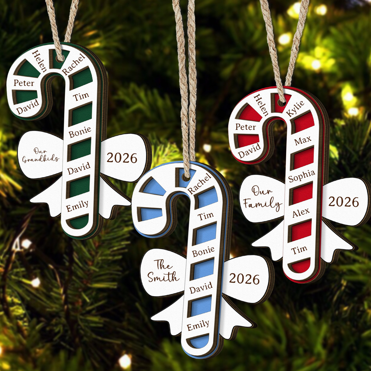 Custom Family Name Candy Cane - Christmas Gifts - Personalized Ornament