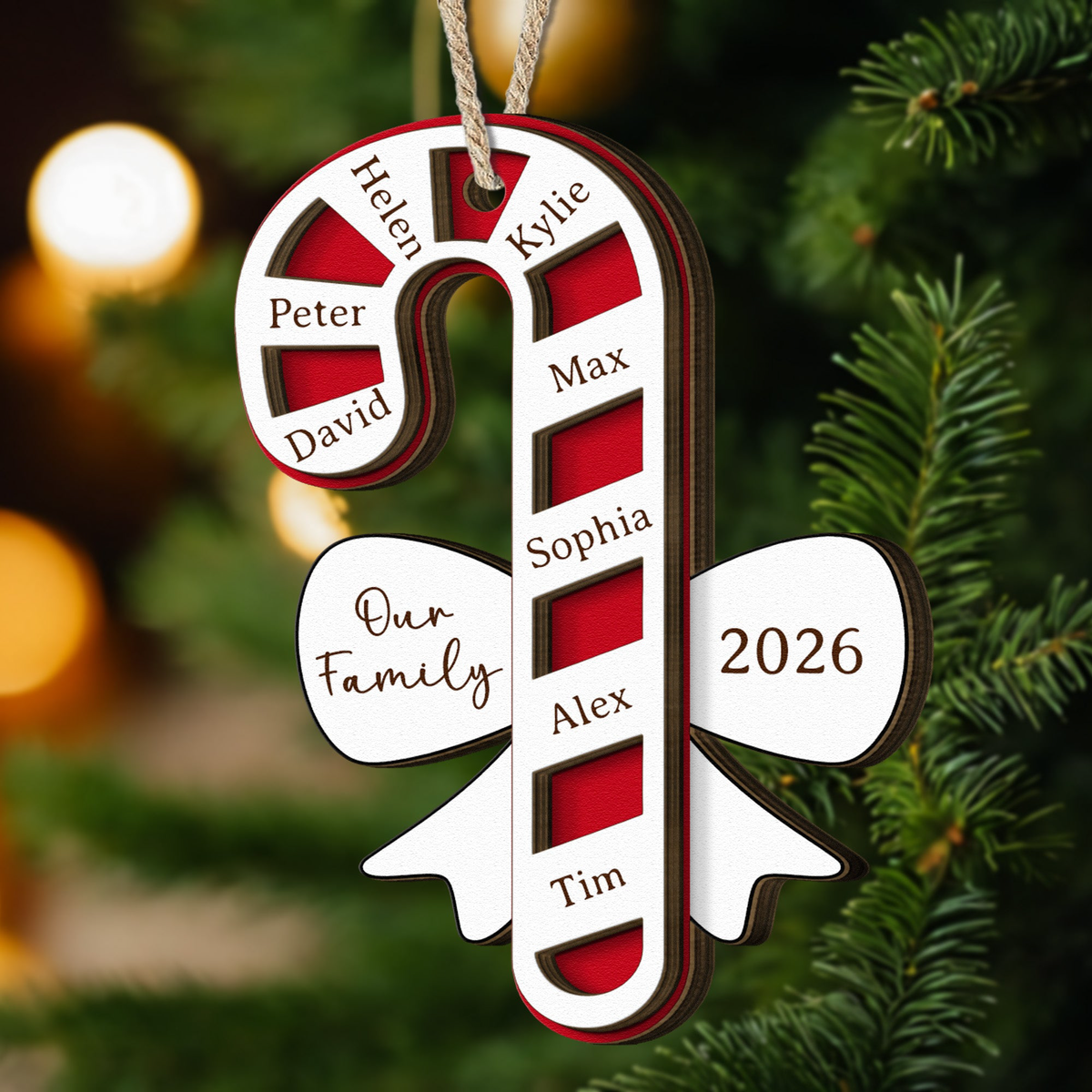 Custom Family Name Candy Cane - Christmas Gifts - Personalized Ornament