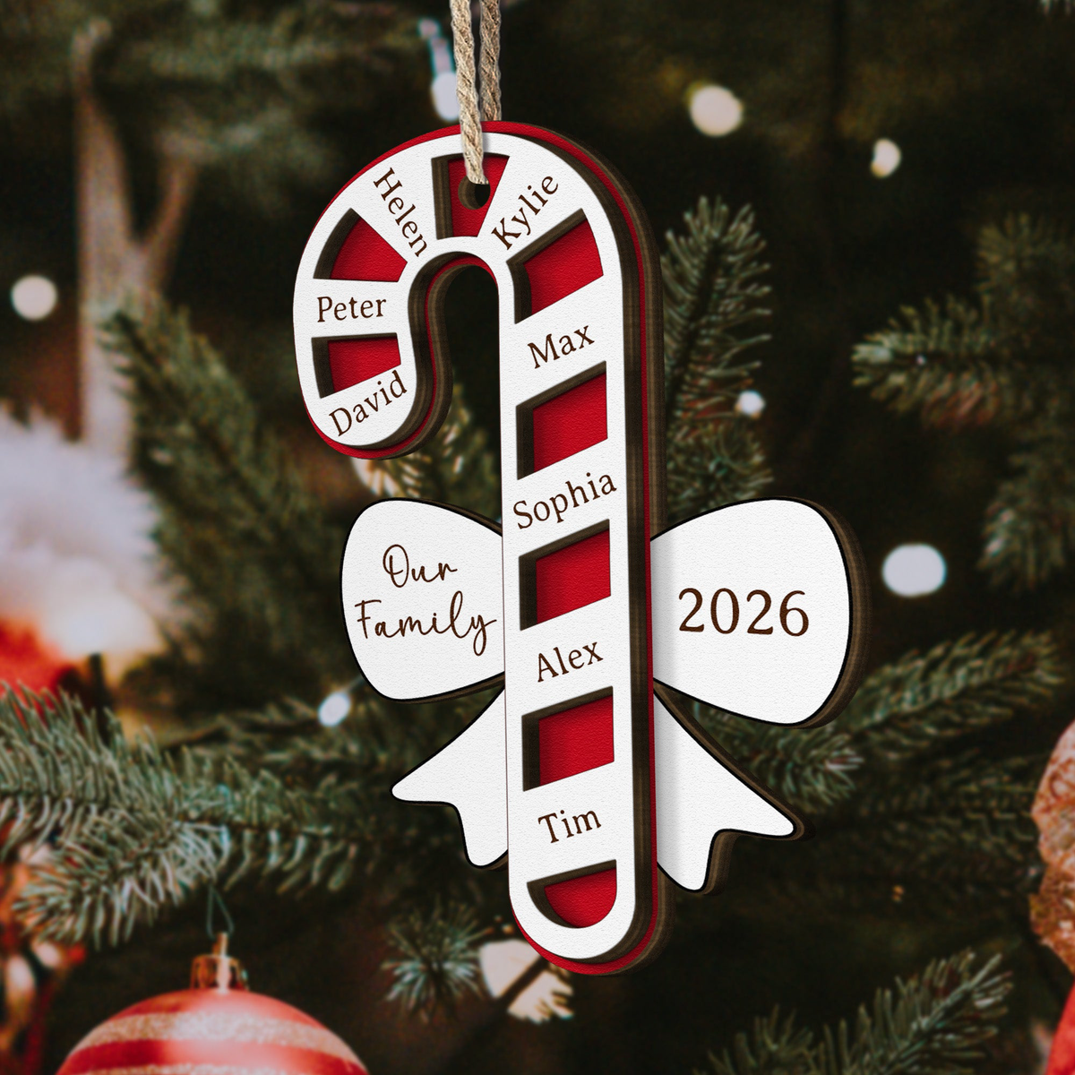 Custom Family Name Candy Cane - Christmas Gifts - Personalized Ornament