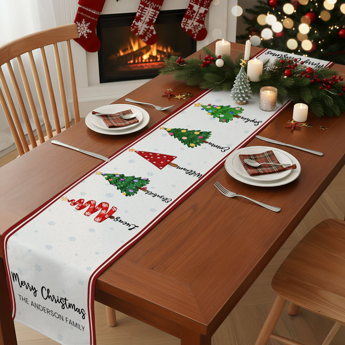 Custom Family Name New Version Christmas Decor Gifts - Personalized Table Runner