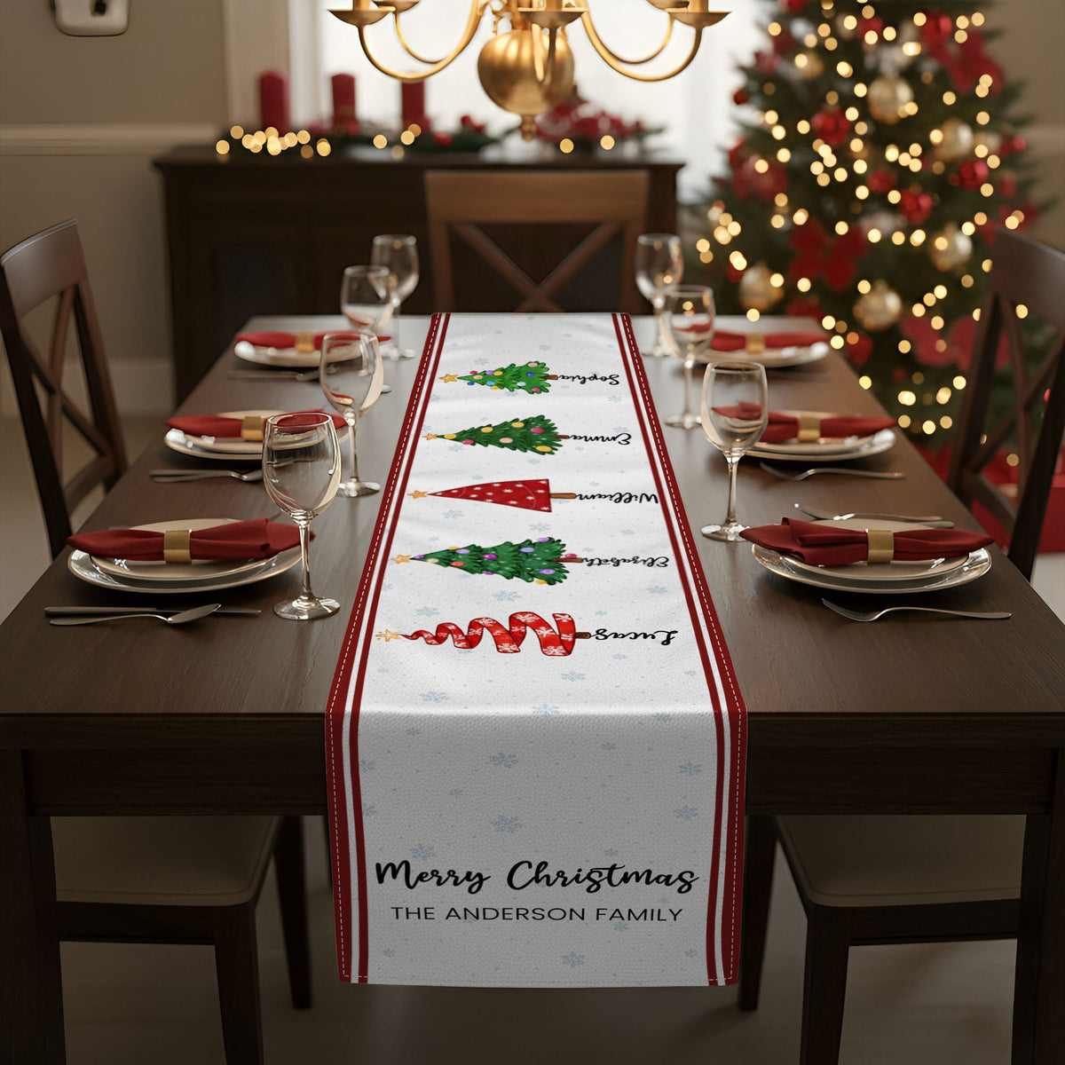 Custom Family Name New Version Christmas Decor Gifts - Personalized Table Runner