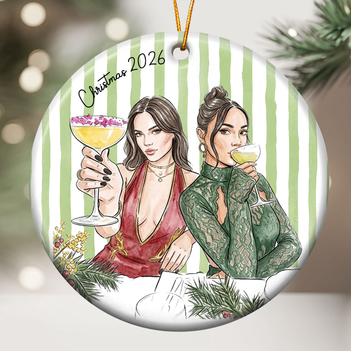 custom-friends-photo-watercolor-art-striped-pattern-personalized-ornament-2