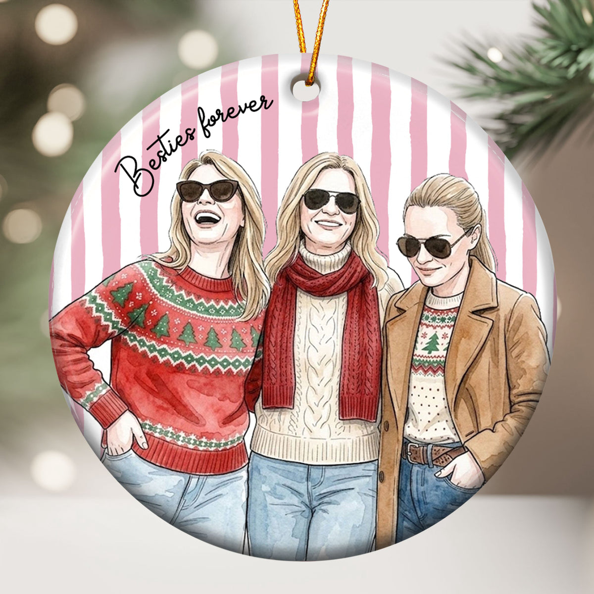 custom-friends-photo-watercolor-art-striped-pattern-personalized-ornament-4
