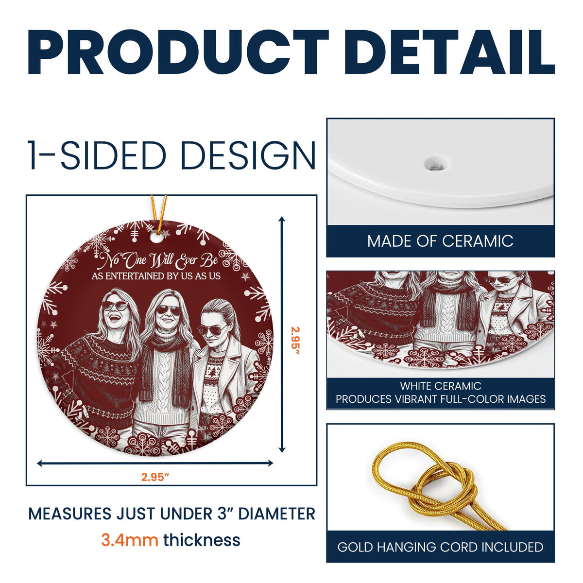 Custom Friendship Photo Christmas Gifts For Friends, Sisters, Besties - Personalized Ornament