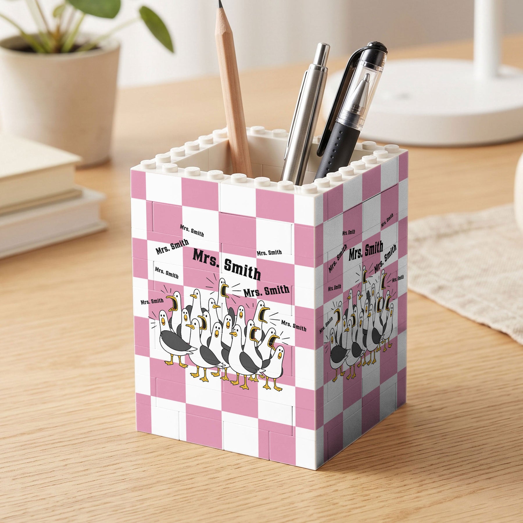 Custom Funny Seagulls Teacher - Personalized Pen Holder