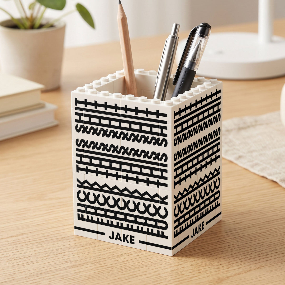 Custom Hidden Funny Swearword Troll Gifts For Coworker, Boss, Friends, Dad - Personalized Pen Holder