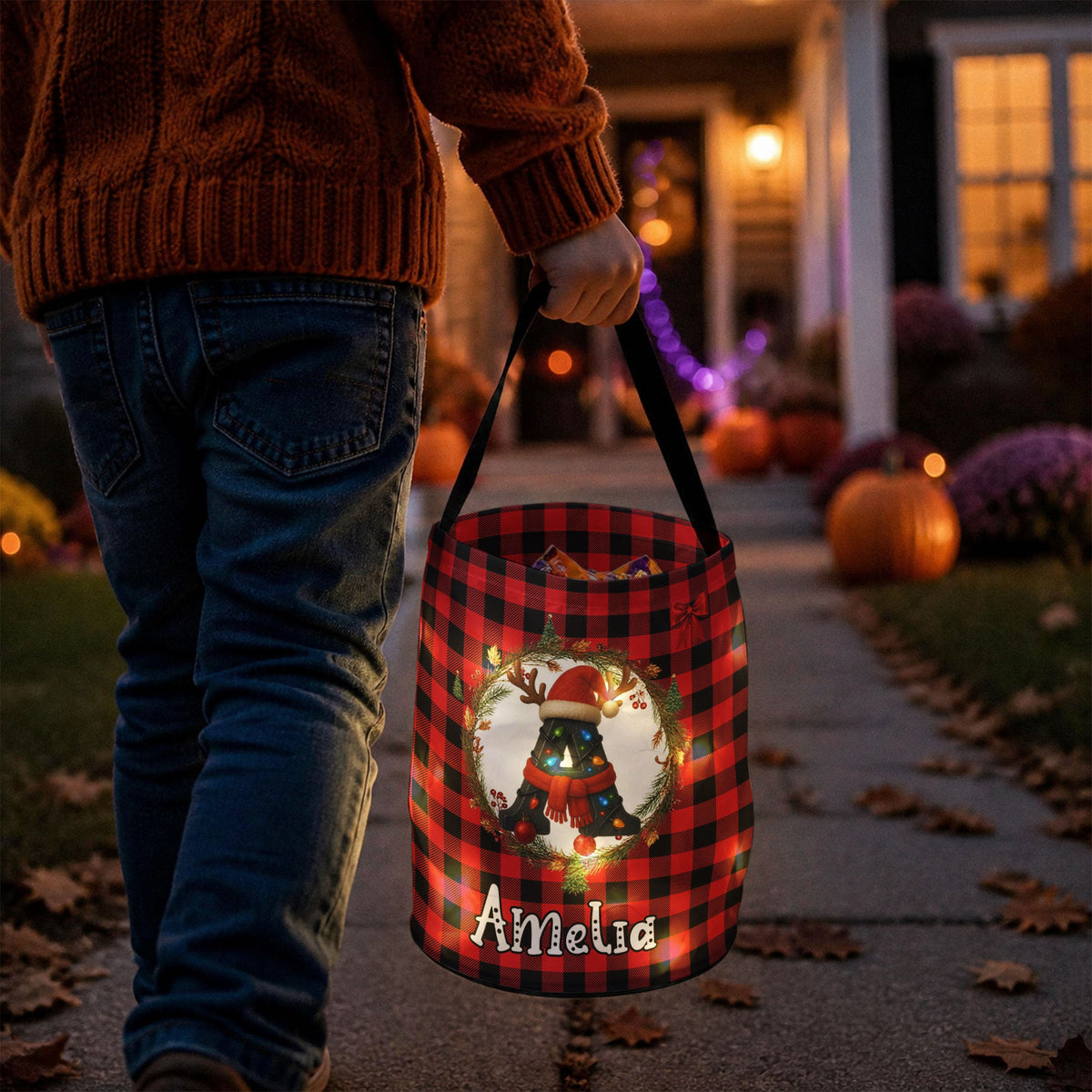 Custom Initial Letter Christmas Gift Bag, Christmas Bag With Name, Holiday Gift Bag, Santa Gift Bag, Family Christmas Sack - Personalized Basket