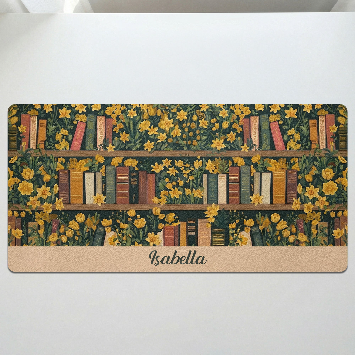 Custom Name & Birth Flower For Book Lovers Desk Decor New Version - Personalized Desk Mat