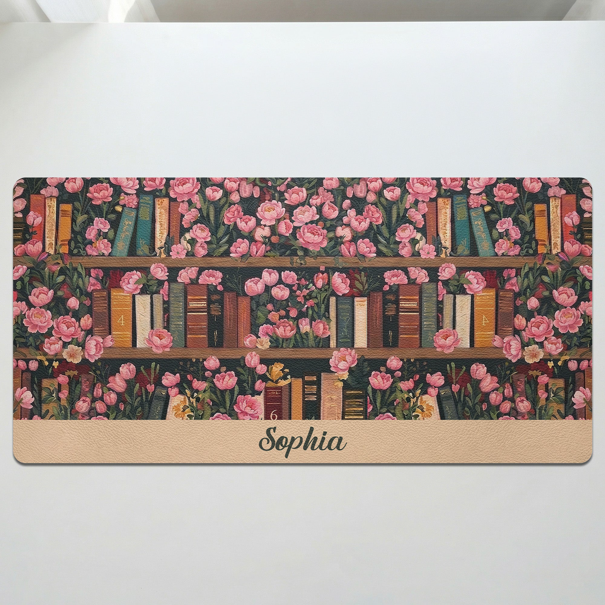 Custom Name & Birth Flower For Book Lovers Desk Decor New Version - Personalized Desk Mat