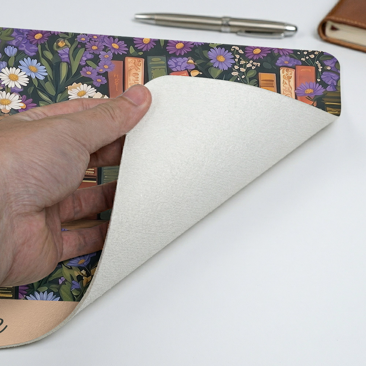 Custom Name & Birth Flower For Book Lovers Desk Decor New Version - Personalized Desk Mat