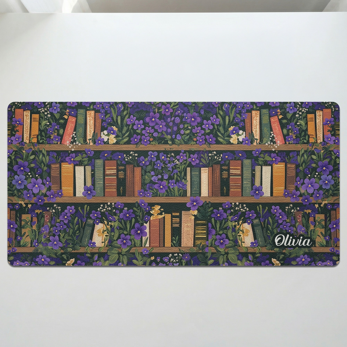 Custom Name & Birth Flower For Book Lovers Desk Decor - Personalized Desk Mat