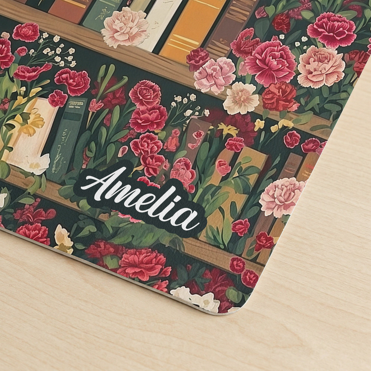 Custom Name & Birth Flower For Book Lovers Desk Decor - Personalized Desk Mat