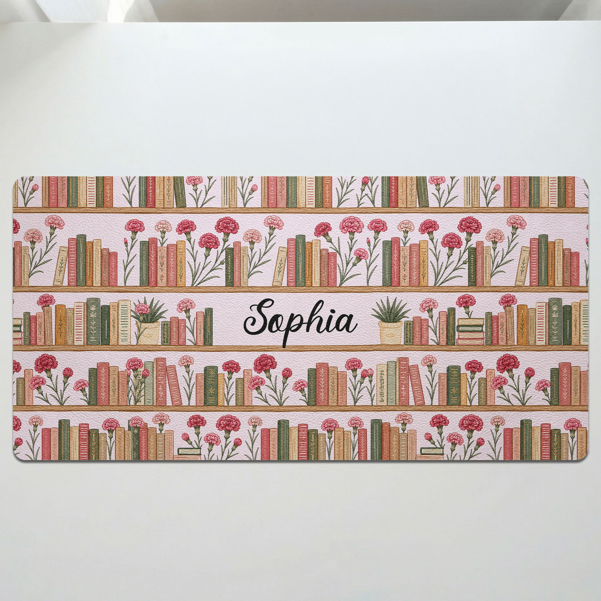 Custom Name & Birth Flowers Gifts For Her, Book Lovers, Book Club Gift - Personalized Desk Mat