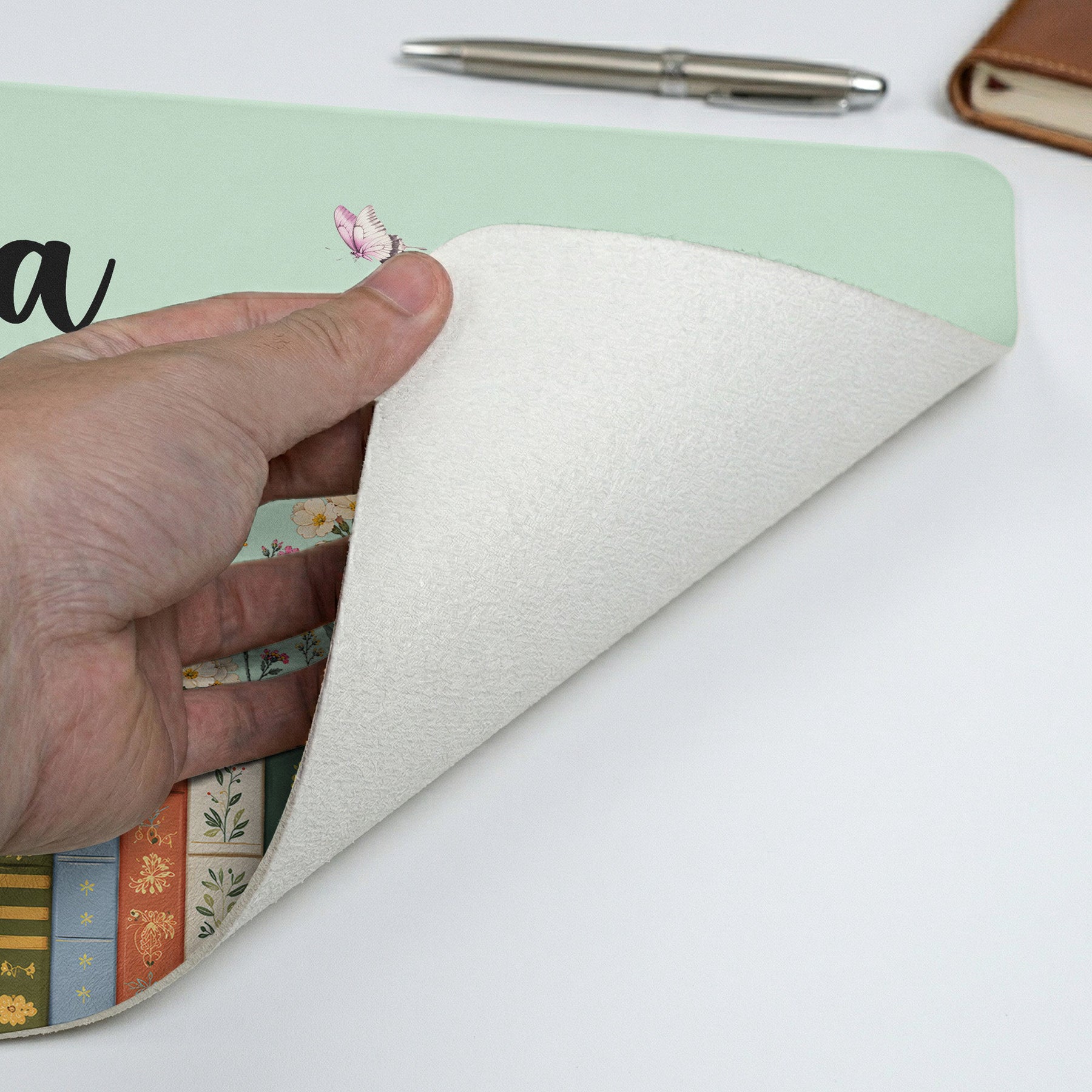 Custom Name & Birthflower For Book Lovers, Book Clubs - Personalized Desk Mat