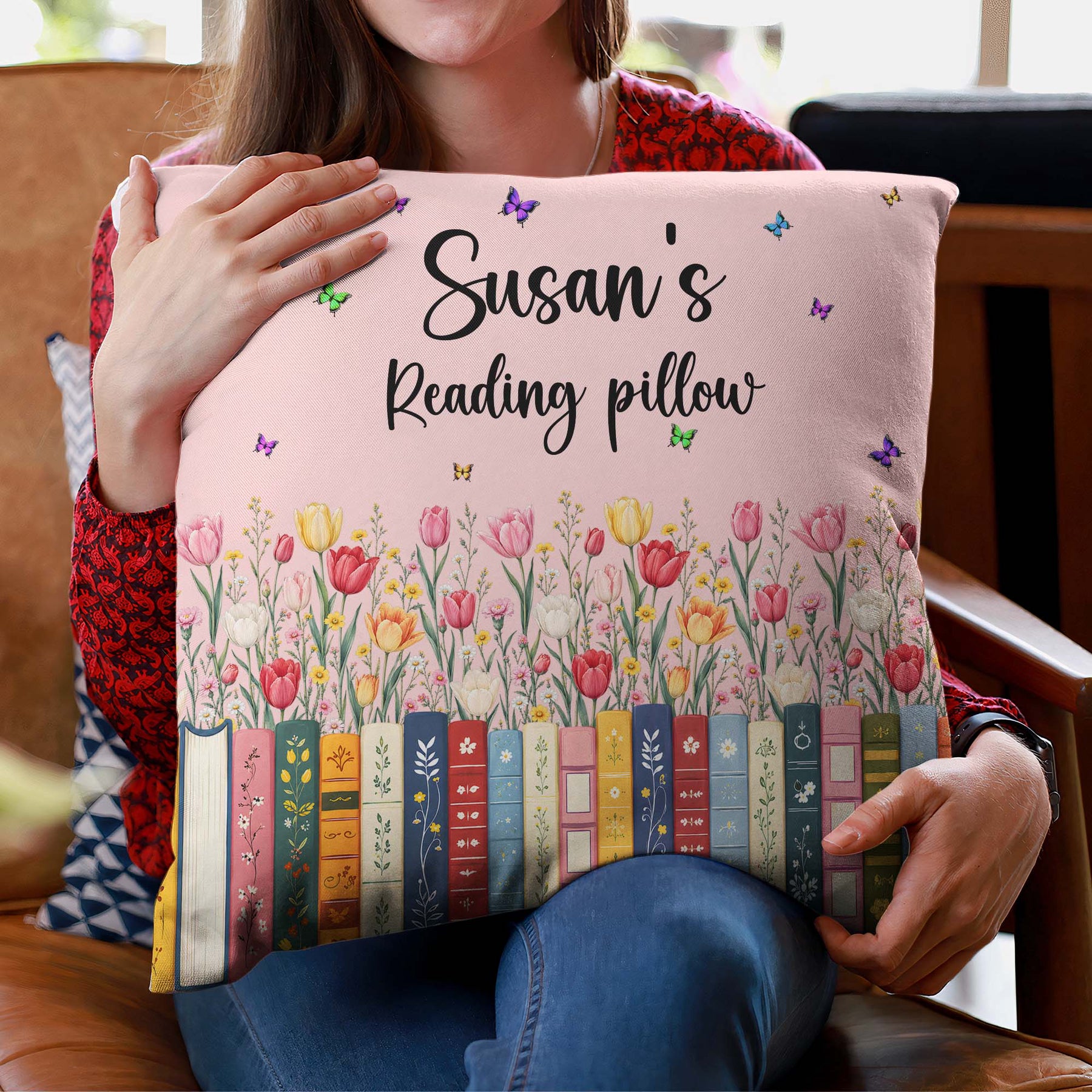 Custom Name & Birthflower For Book Lovers, Book Clubs - Personalized Pillow