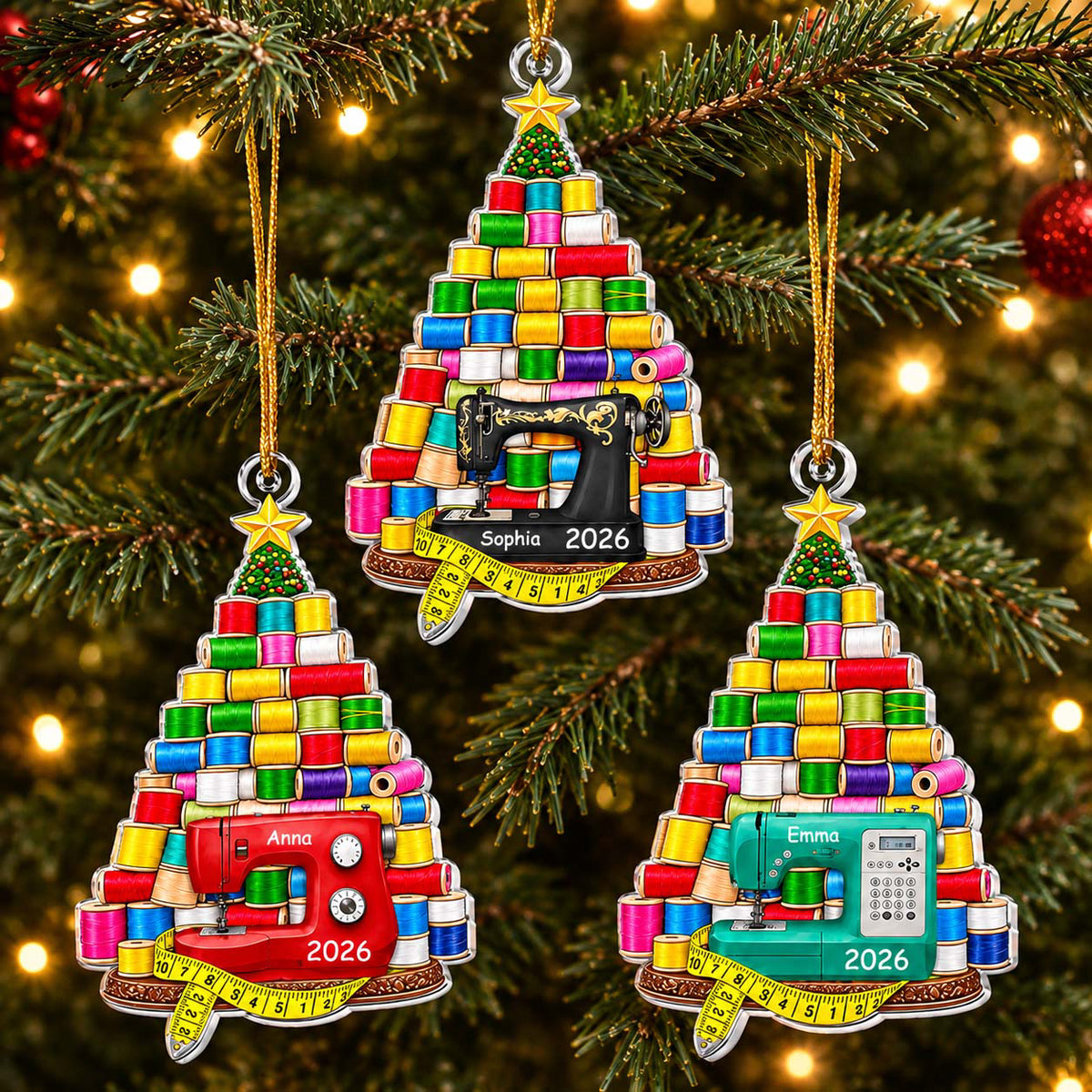 Custom Name & Sewing Machine Christmas Gift For Sewing Lover, Tailor - Personalized Ornament