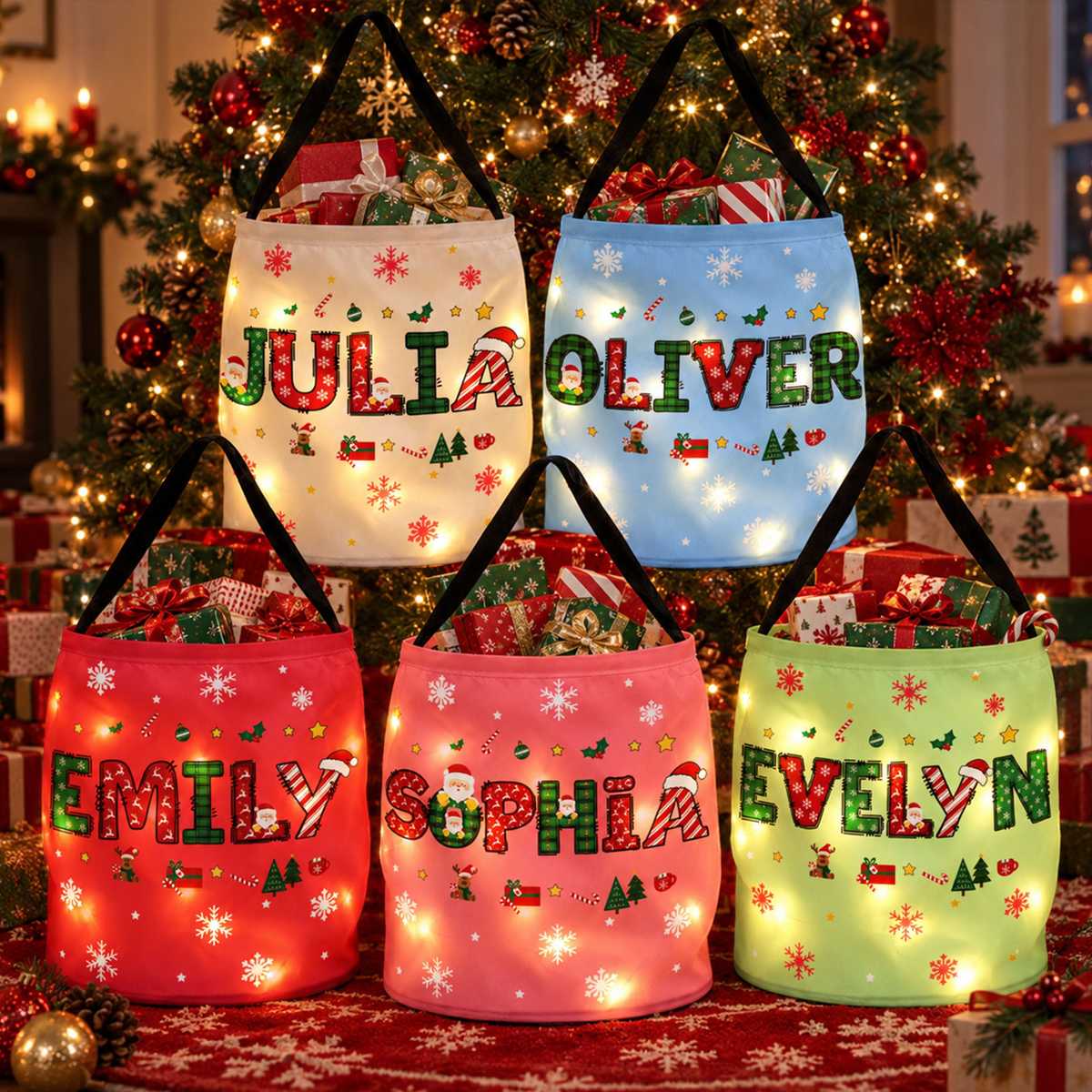 Custom Name Christmas Alphabet For Kid, Son, Daughter, Grandkids - Personalized Basket