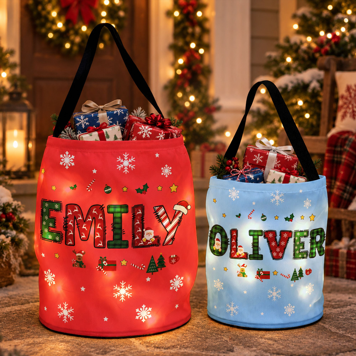 Custom Name Christmas Alphabet For Kid, Son, Daughter, Grandkids - Personalized Basket