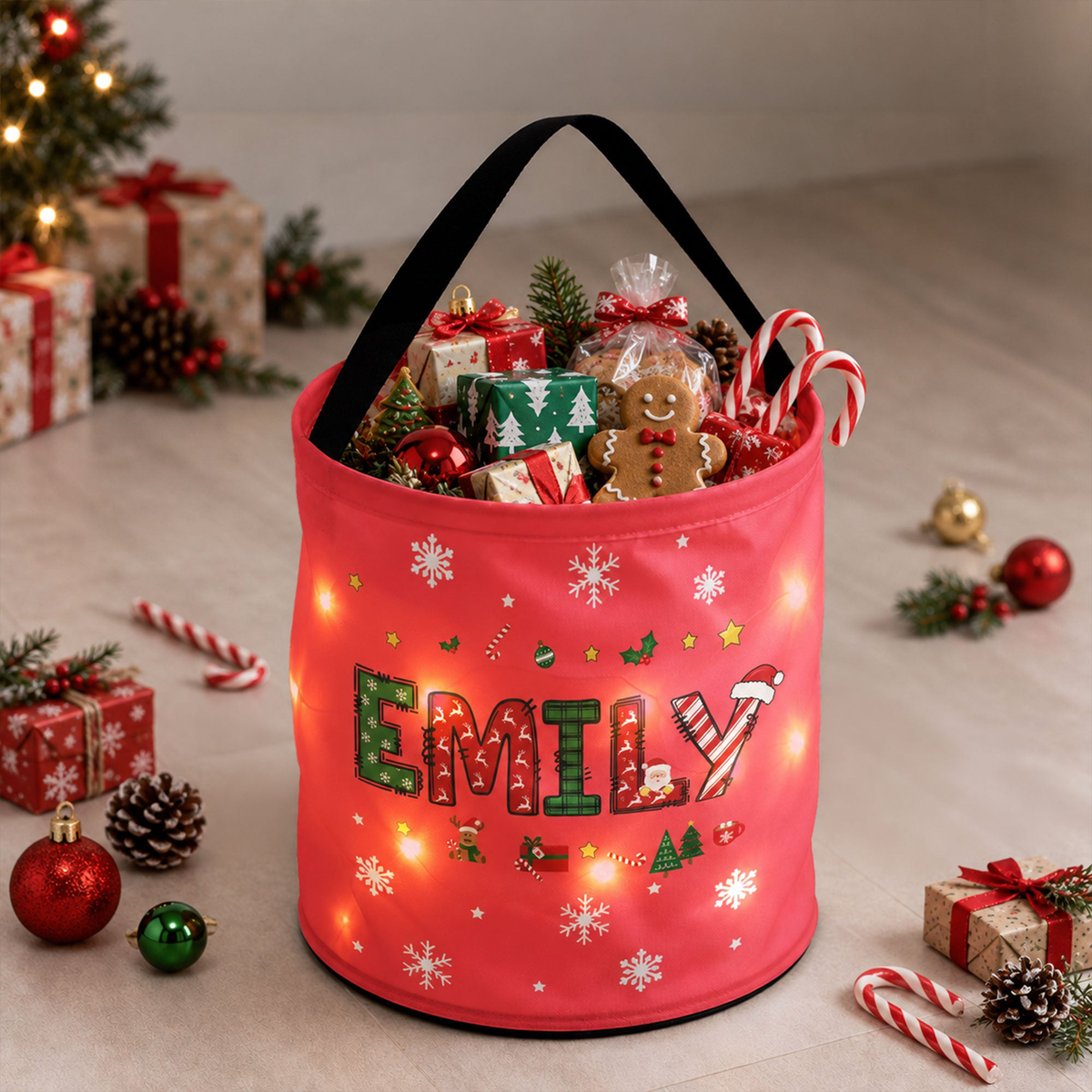 Custom Name Christmas Alphabet For Kid, Son, Daughter, Grandkids - Personalized Basket