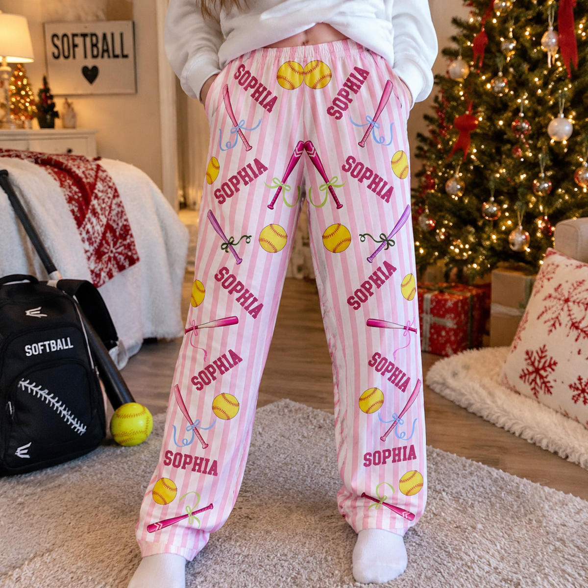 Custom Name Gift For Softball Lovers, Softbal Player, Softball Girls - Personalized Lounge Pants
