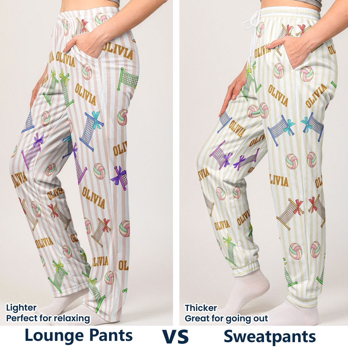 Custom Name Gift For Volleyball Lover, Volleyball Player - Personalized Lounge Pants