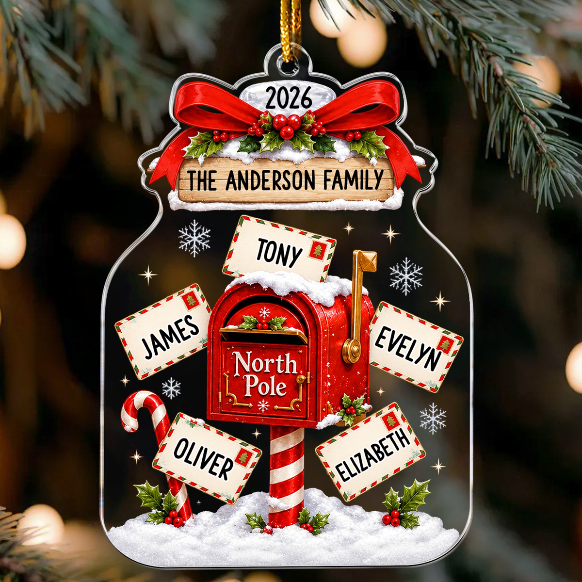 Custom Name North Pole Christmas Acrylic Ornament - Personalized Ornament