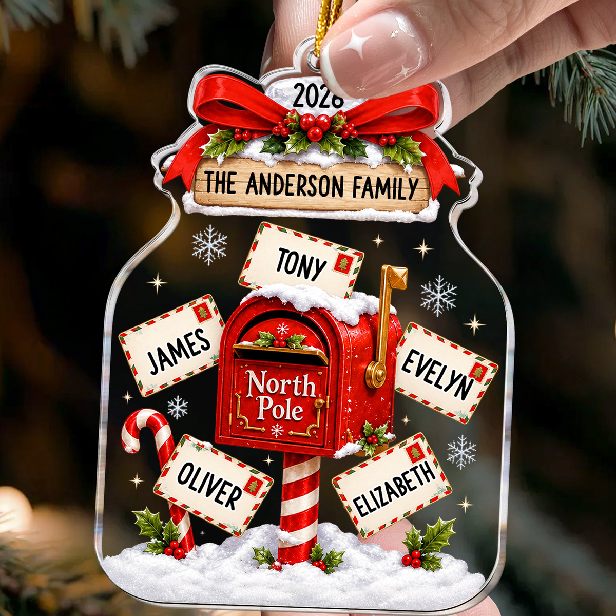 Custom Name North Pole Christmas Acrylic Ornament - Personalized Ornament