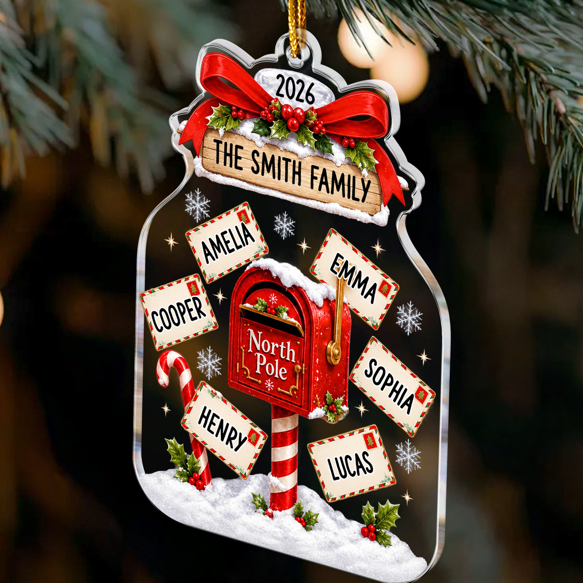 Custom Name North Pole Christmas Acrylic Ornament - Personalized Ornament
